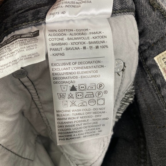 Levis 501 Denim Shorts 27 Charcoal Gray High Rise Jean Cutoff Eat Your Words - Picture 14 of 16